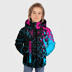 Куртка зимняя для мальчика Watch Dogs - neon gradient: по-вертикали, цвет: 3D-черный — фото 2