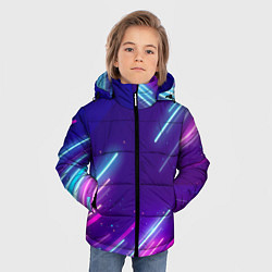 Куртка зимняя для мальчика Неоновый фон Линии, цвет: 3D-черный — фото 2