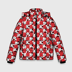Куртка зимняя для мальчика Кролики в красных шапках, цвет: 3D-черный