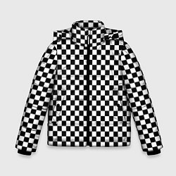 Куртка зимняя для мальчика Шахматное пано, цвет: 3D-черный