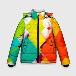Зимняя куртка для мальчика Цветные геометрические квадраты