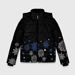 Куртка зимняя для мальчика Снежинки - Новогодние, цвет: 3D-красный