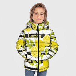 Куртка зимняя для мальчика Лимон на чёрно-белом фоне, цвет: 3D-черный — фото 2