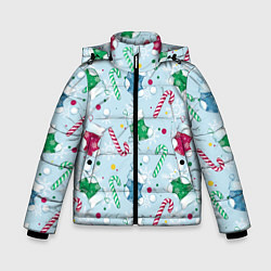 Куртка зимняя для мальчика Новогодний паттерн, цвет: 3D-светло-серый