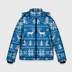 Зимняя куртка для мальчика Рождественский синий свитер с оленями