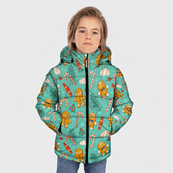 Куртка зимняя для мальчика Новогодний паттерн с печеньем и конфетами, цвет: 3D-черный — фото 2