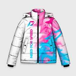 Куртка зимняя для мальчика Need for Speed neon gradient style: по-вертикали, цвет: 3D-черный