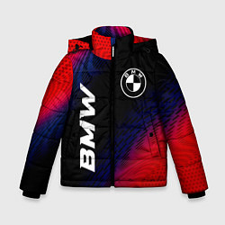 Куртка зимняя для мальчика BMW красный карбон, цвет: 3D-черный