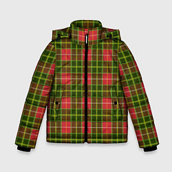 Зимняя куртка для мальчика Ткань Шотландка красно-зелёная