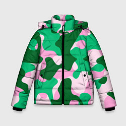 Зимняя куртка для мальчика Абстрактные зелёно-розовые пятна