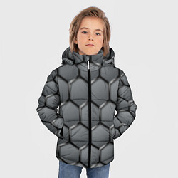 Куртка зимняя для мальчика Стальные шестигранники на сером фоне, цвет: 3D-светло-серый — фото 2