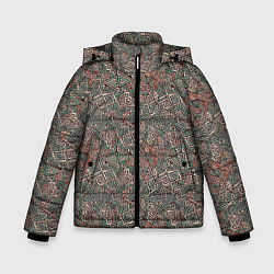 Куртка зимняя для мальчика Этнический узор геометрия, цвет: 3D-черный