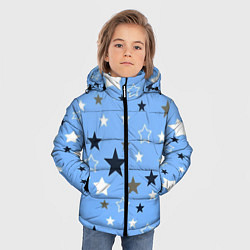 Куртка зимняя для мальчика Звёзды на голубом фоне, цвет: 3D-черный — фото 2