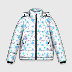 Зимняя куртка для мальчика Разноцветные звезды на белом фоне