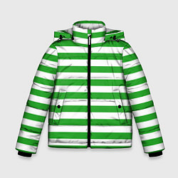 Куртка зимняя для мальчика Зеленый полосатый новогодний леденец, цвет: 3D-черный