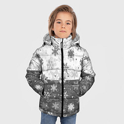 Куртка зимняя для мальчика Снежинки ч-б, цвет: 3D-светло-серый — фото 2