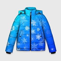 Куртка зимняя для мальчика Снежинки в небе, цвет: 3D-черный