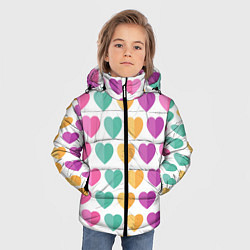 Куртка зимняя для мальчика Яркие сердечки, цвет: 3D-светло-серый — фото 2