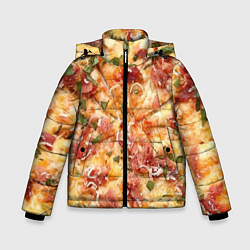 Куртка зимняя для мальчика Вкусная пицца, цвет: 3D-черный