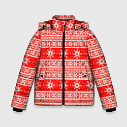 Куртка зимняя для мальчика New Year snowflake pattern, цвет: 3D-красный