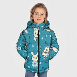 Куртка зимняя для мальчика Зайцы-космонавты, цвет: 3D-красный — фото 2