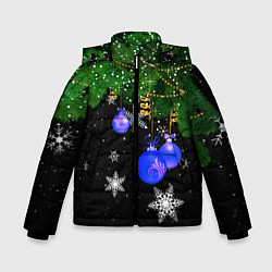 Куртка зимняя для мальчика Новогодние шарики, цвет: 3D-черный
