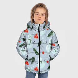 Куртка зимняя для мальчика Снеговики и ягодки, цвет: 3D-черный — фото 2
