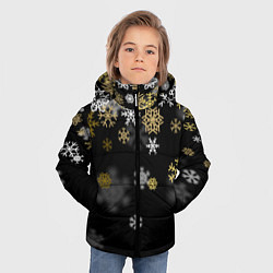 Куртка зимняя для мальчика Золотые и белые снежинки, цвет: 3D-светло-серый — фото 2