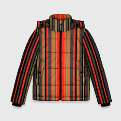 Куртка зимняя для мальчика Вертикальные полосы в оранжево-коричневых тонах, цвет: 3D-красный