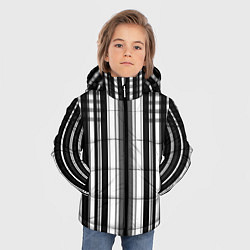 Куртка зимняя для мальчика Бело серый полосатый узор, цвет: 3D-светло-серый — фото 2