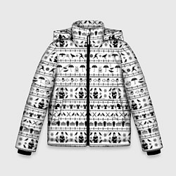 Куртка зимняя для мальчика Black pattern Wednesday Addams, цвет: 3D-светло-серый