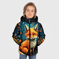 Куртка зимняя для мальчика Лиса в Folk Art стиле, цвет: 3D-светло-серый — фото 2