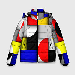 Зимняя куртка для мальчика Оптическая иллюзия из кругов, прямоугольников и фи