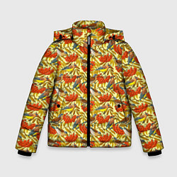 Куртка зимняя для мальчика Дрозды и свиристели на рябине, цвет: 3D-красный