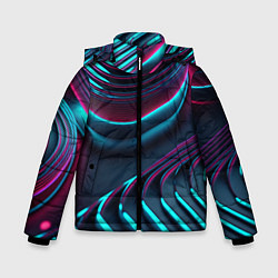 Куртка зимняя для мальчика Закругление неоновых линий, цвет: 3D-светло-серый