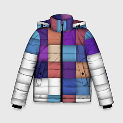 Зимняя куртка для мальчика Геометрическое множество разноцветных квадратов