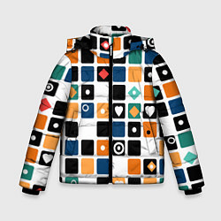 Зимняя куртка для мальчика Разноцветный геометрический узор Мозаика