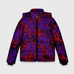 Куртка зимняя для мальчика Синие и красные пятна, цвет: 3D-черный