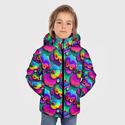 Куртка зимняя для мальчика Паттерн Маленькие Монстры неон, цвет: 3D-красный — фото 2