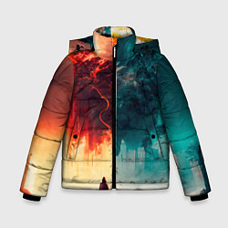 Куртка зимняя для мальчика Параллельные вселенные, цвет: 3D-светло-серый