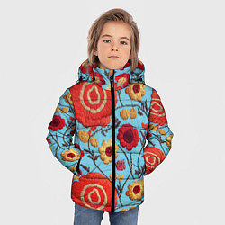 Куртка зимняя для мальчика Эффект вышивки маки, цвет: 3D-красный — фото 2