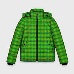 Куртка зимняя для мальчика Шотландка зеленая крупная, цвет: 3D-черный