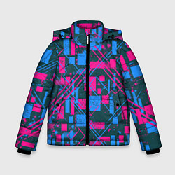 Куртка зимняя для мальчика Геометрическая абстракция из квадратов и прямоугол, цвет: 3D-черный