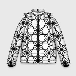 Зимняя куртка для мальчика Чёрно-белый абстрактный паттерн из звёзд