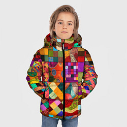 Куртка зимняя для мальчика Лоскутное шитье, пэчворк из нейросети, цвет: 3D-черный — фото 2