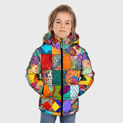 Куртка зимняя для мальчика Разноцветные лоскуты, цвет: 3D-красный — фото 2