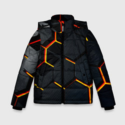 Куртка зимняя для мальчика Плиты стиль соты киберпанк, цвет: 3D-светло-серый
