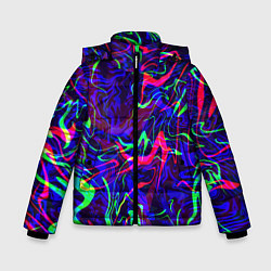 Куртка зимняя для мальчика Неон: яркие линии, цвет: 3D-черный