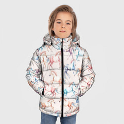 Куртка зимняя для мальчика Лошади акварельные - паттерн, цвет: 3D-черный — фото 2