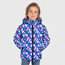 Куртка зимняя для мальчика Узор из сердечек, цвет: 3D-красный — фото 2